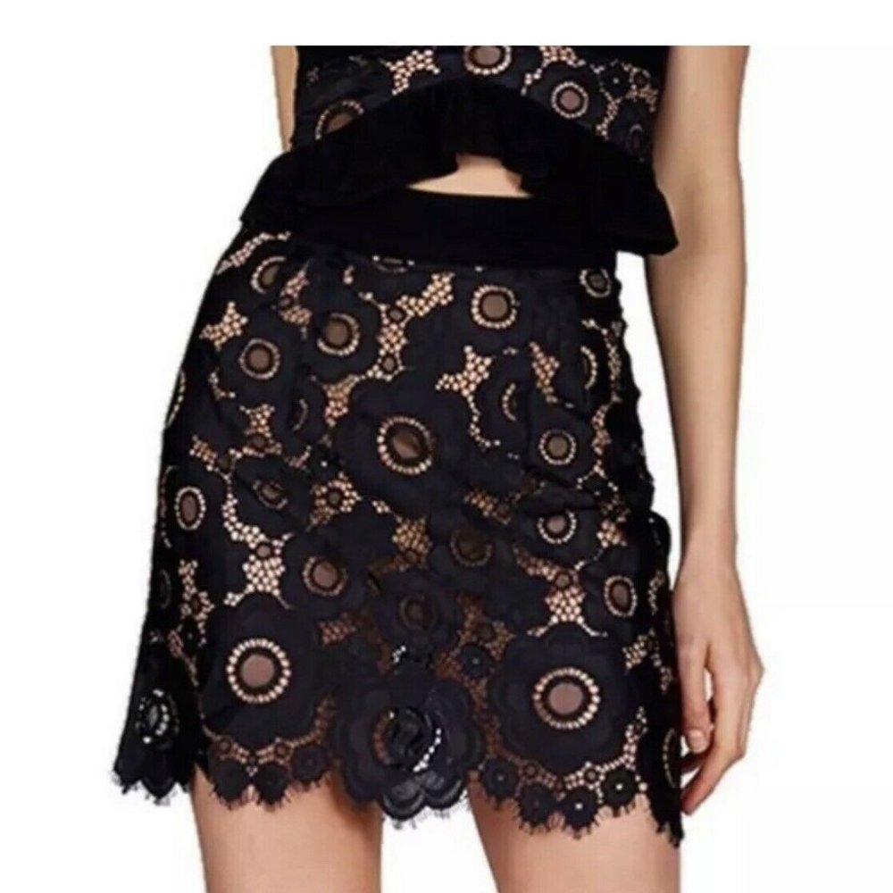 Love & Lemons NEW Lace Skirt BLACK NWT Women's S